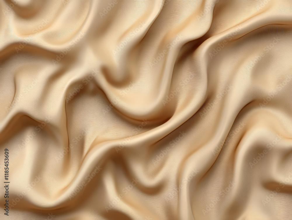 Obraz premium Luxurious Minimalist Background,Elegant Beige Satin Texture with Subtle Light Gradients,white abstract background,Color gradient,Abstract Beige, Elegant beige silk fabric with soft,waves 