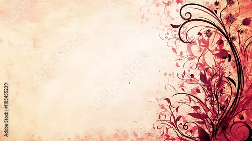Elegant Red Floral Design on Beige Background