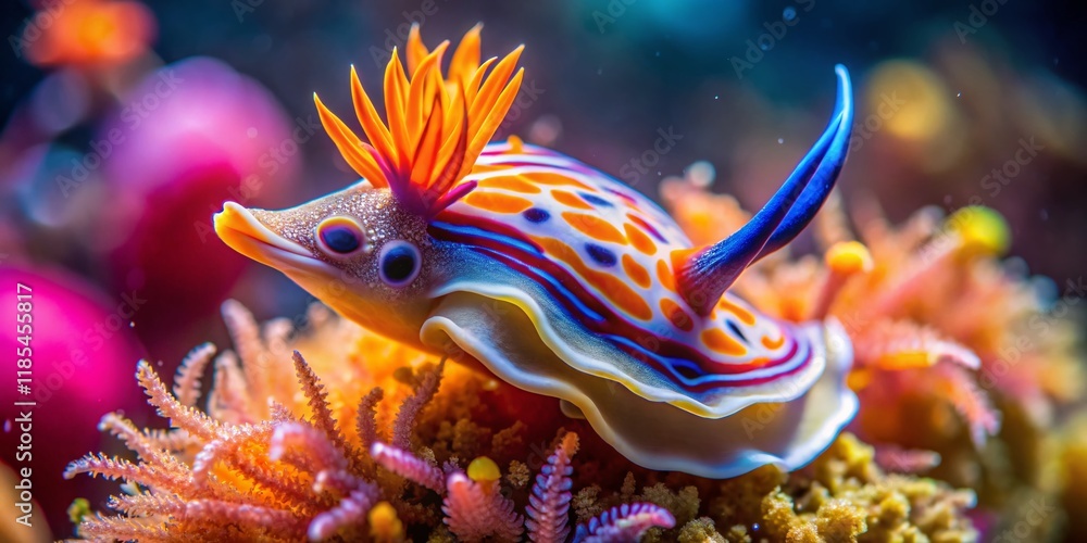 Vibrant Nudibranch in Tropical Reef with Bokeh Background - Stunning Underwater Macro Photography Vibrant Nudibranch in Tropical Reef with Bokeh Background - Stunning Underwater Macro Photography