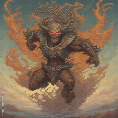Pixel art of the iconic Godzilla, the legendary monster king.