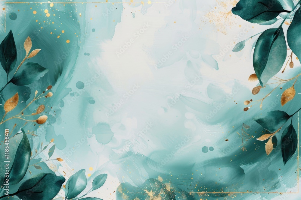 Abstract floral frame subtle gold splash copy space Abstract floral frame subtle gold splash copy space