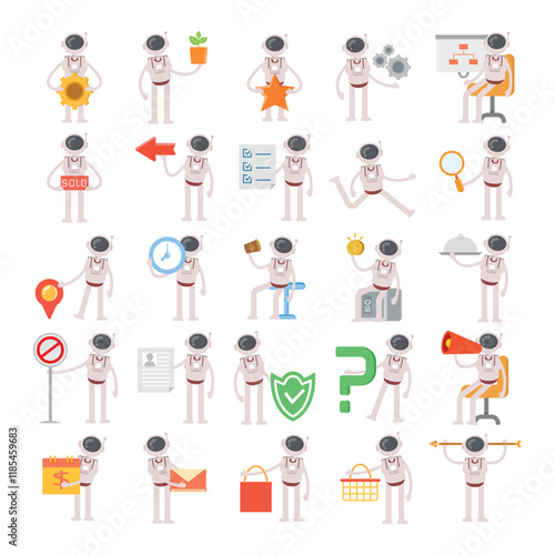 Wallpaper Mural astronaut characters in different poses illustration set Torontodigital.ca