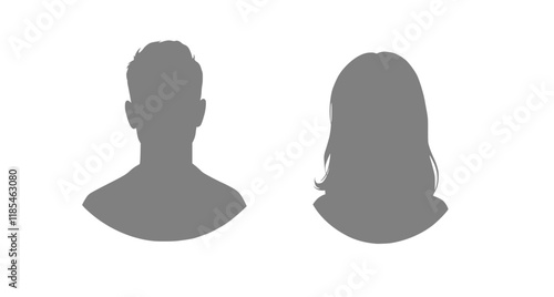 Avatars of a man and a woman. Silhouettes male and female. Profiles of abstract people. Unknown or anonymous persons. Vector illustration