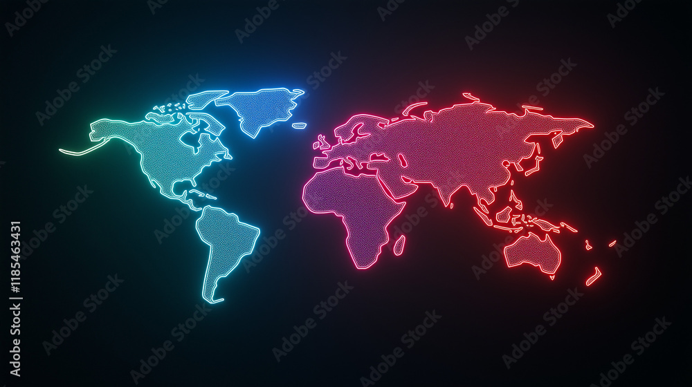 Global Network: Neon World Map Global Network: Neon World Map