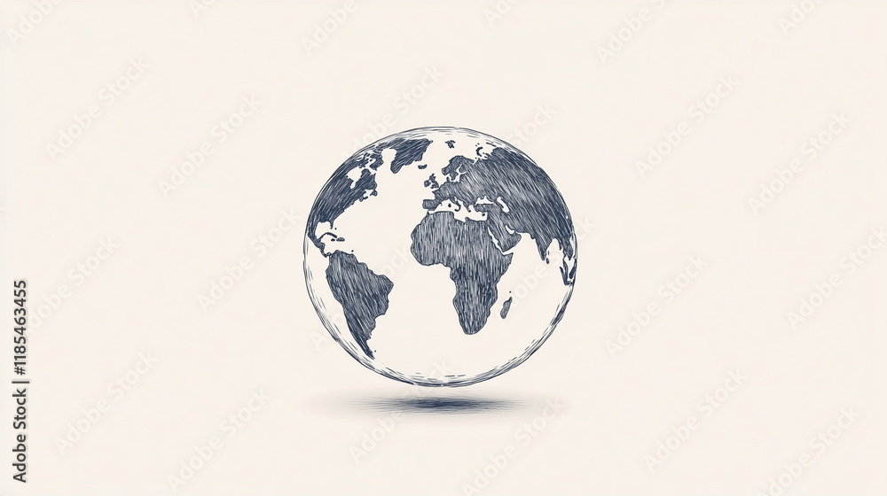 Obraz premium Global Perspective: Hand-drawn Sketch of Earth