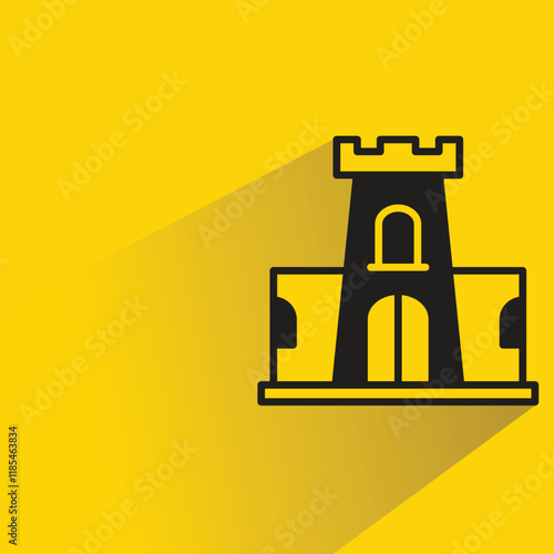 castle with shadow on yellow background