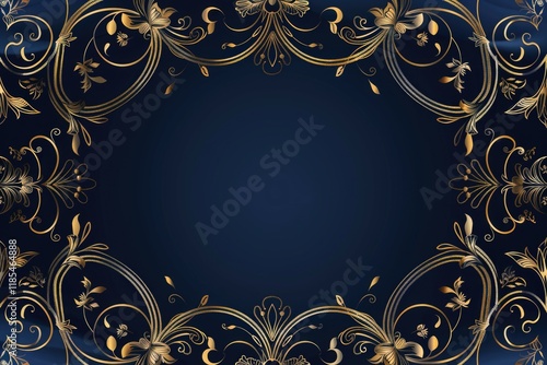 Abstract floral frame subtle gold splash copy space