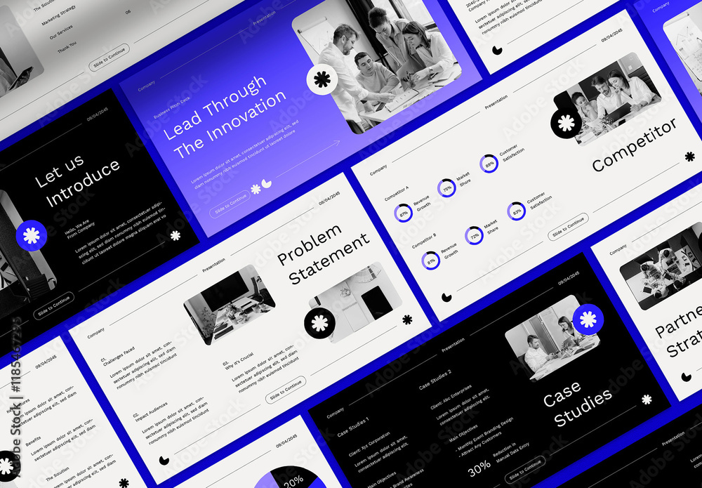 Blue Gradient Business Pitch Deck Presentation Stock Template | Adobe Stock