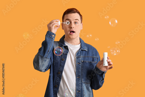 Young surprised man with so...
