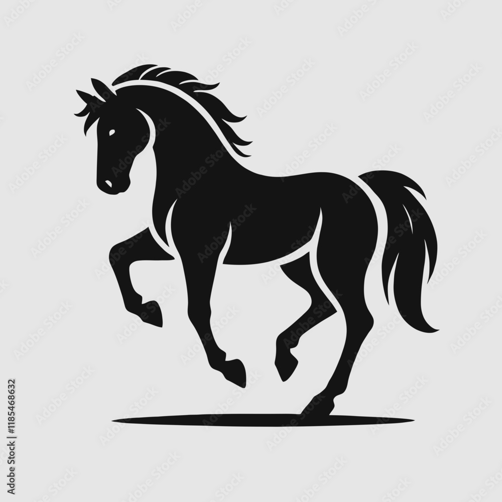 very simple flat and minimalist Horse silhouette in black on a white background very simple flat and minimalist Horse silhouette in black on a white background