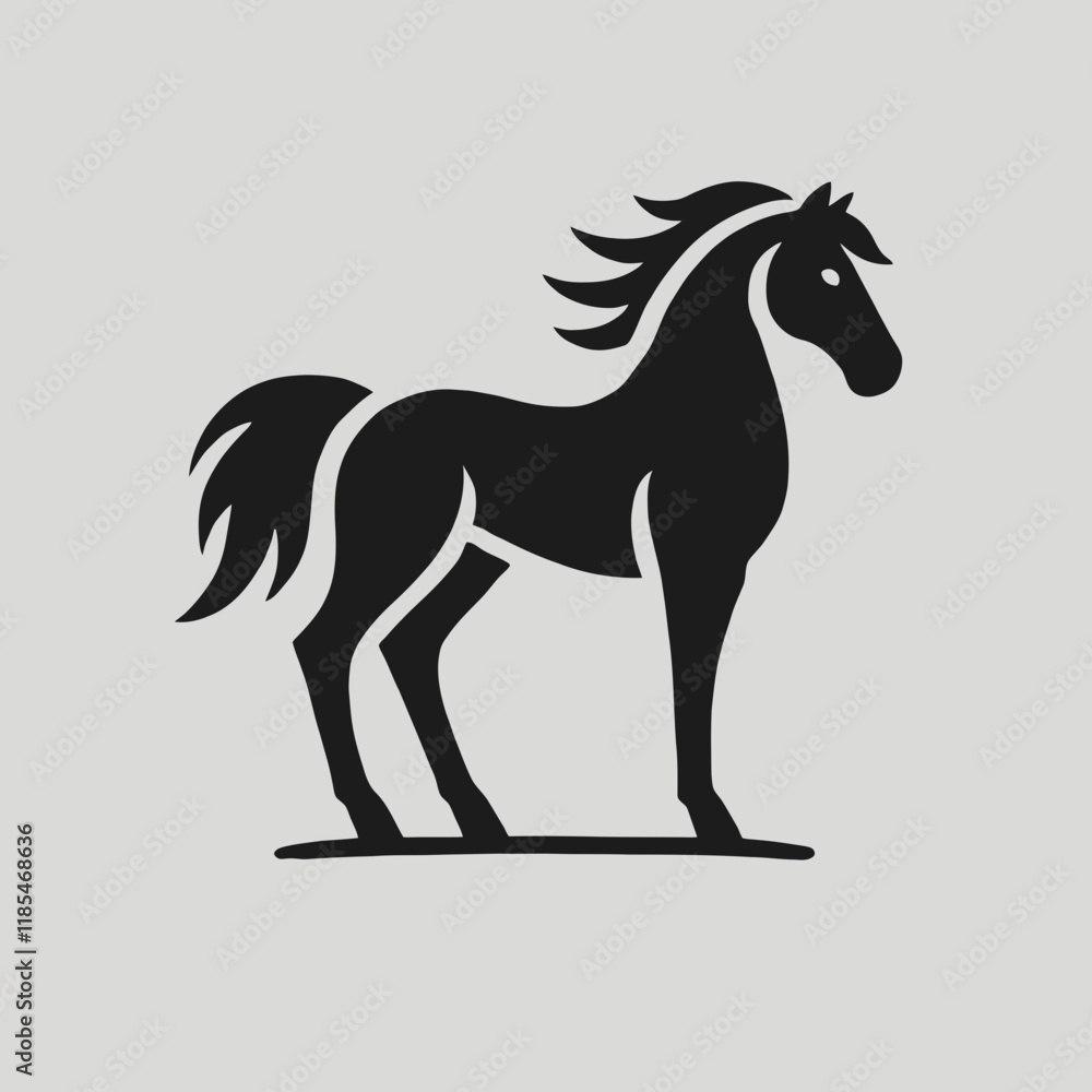 very simple flat and minimalist Horse silhouette in black on a white background very simple flat and minimalist Horse silhouette in black on a white background