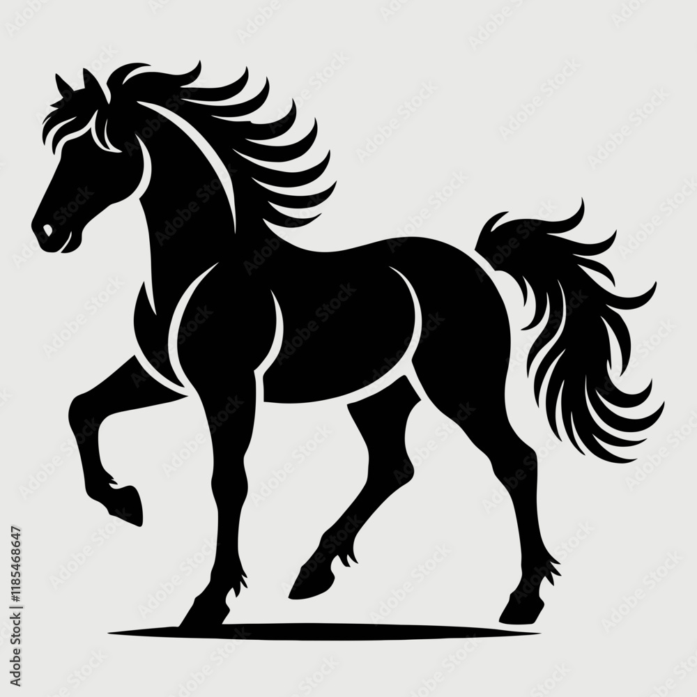 very simple flat and minimalist Horse silhouette in black on a white background very simple flat and minimalist Horse silhouette in black on a white background