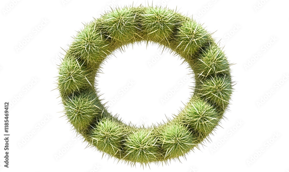 Cactus circle frame, isolated on white. Cactus circle frame, isolated on white.
