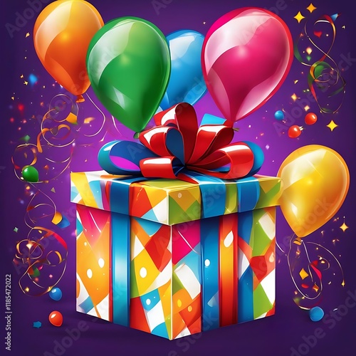 gift box christmas present ribbon birthday holiday surprise package decoration xmas red isolated anniversary celebration object illustration 3d vector shopping gift clown happy