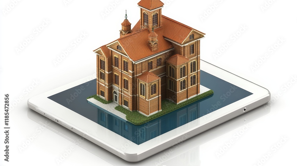 3D Model of a Historic Building Displayed on a Tablet 3D Model of a Historic Building Displayed on a Tablet