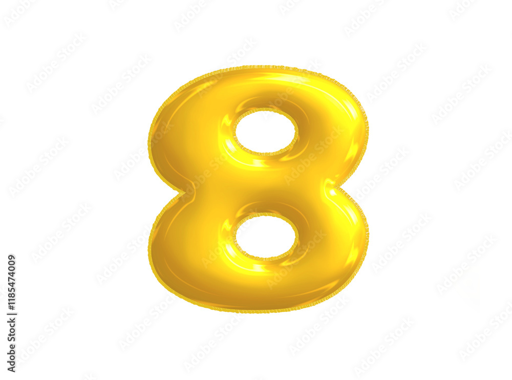 Bright yellow celebrated air balloon number EIGHT Bright yellow celebrated air balloon number EIGHT
