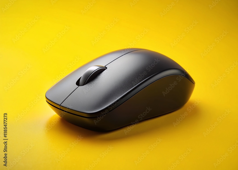 Yellow Background Minimalist Wireless Mouse Product Photography - High-Resolution Stock Image Yellow Background Minimalist Wireless Mouse Product Photography - High-Resolution Stock Image