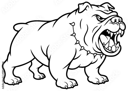 vector of head angry and roaring bulldog, simple line art style, isolated white background