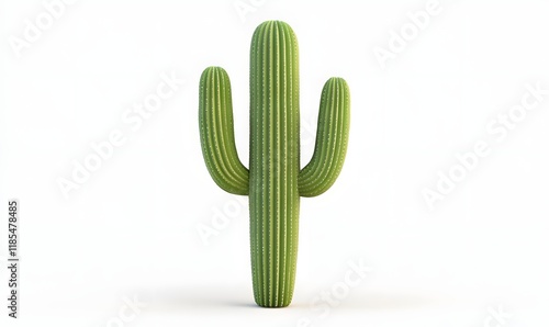Single saguaro cactus isolated on white.