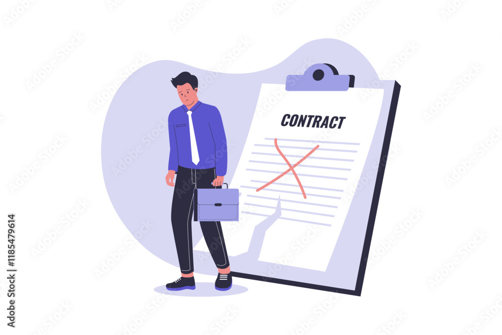 Illustration of contract cancellation. Illustrations for websites, landing pages, mobile apps, posters and banners. Trendy flat vector illustrations Illustration of contract cancellation. Illustrations for websites, landing pages, mobile apps, posters and banners. Trendy flat vector illustrations