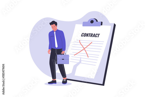 Illustration of contract cancellation. Illustrations for websites, landing pages, mobile apps, posters and banners. Trendy flat vector illustrations