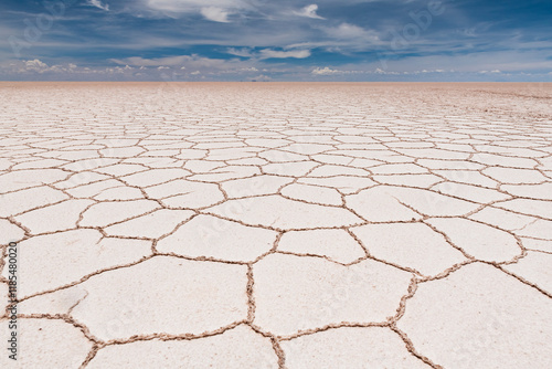 Typical hexagon shape on Uyuni salt flat