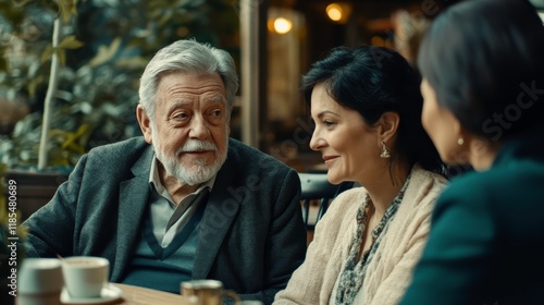 Wallpaper Mural Elderly Couple with Financial Advisor in Café Setting Torontodigital.ca