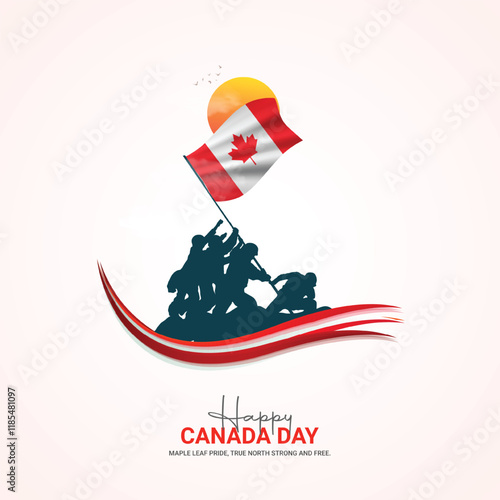 Happy Canada day. Canada independence day creative ads 1 July. vector 3d illustration