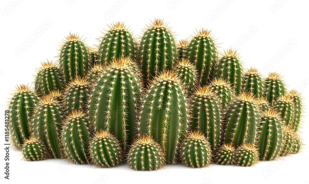 Lush cluster of green cacti on white. Lush cluster of green cacti on white.