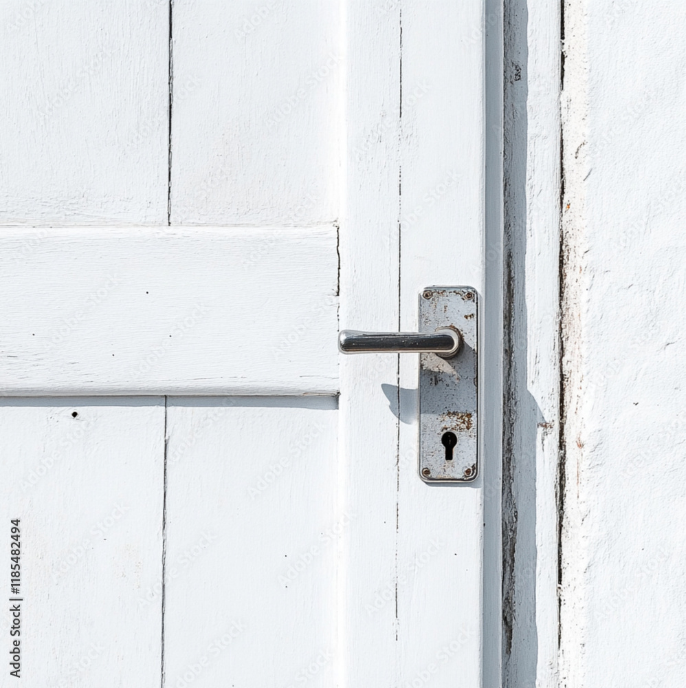 a modern silver door lock on a white door a modern silver door lock on a white door