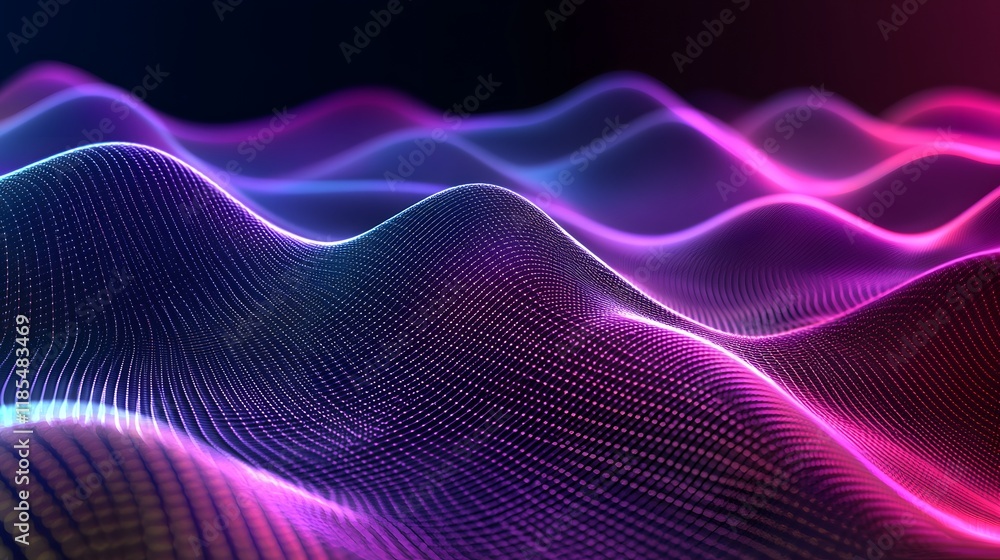 Fototapeta premium Abstract Purple and Blue Digital Wave Landscape
