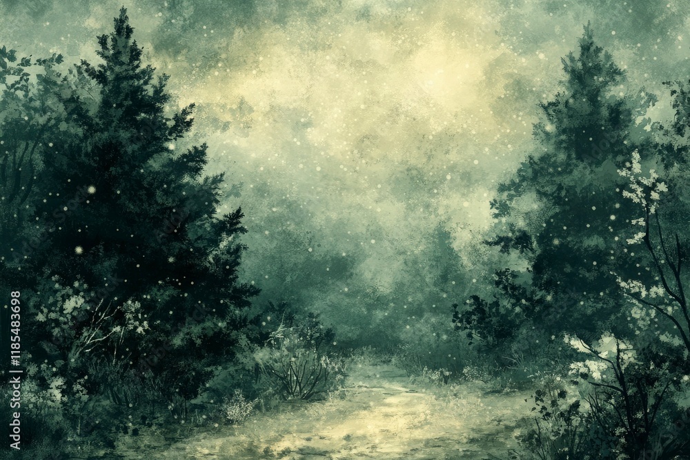 Serene Winter Scene in a Snowy Forest Serene Winter Scene in a Snowy Forest