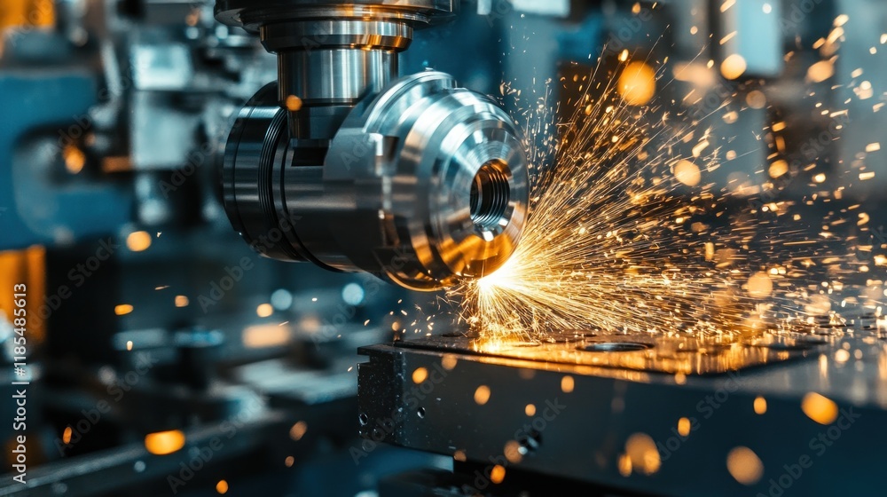 Fototapeta premium Industrial Metalworking with Sparks and Precision