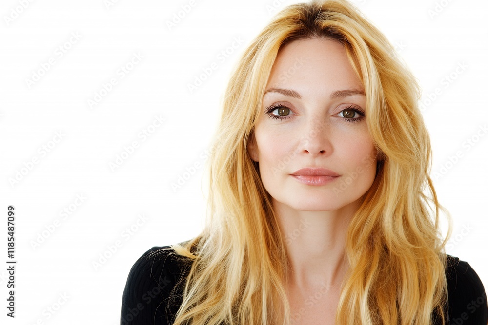 Portrait of a Blonde Woman on White Background for Profiles Portrait of a Blonde Woman on White Background for Profiles