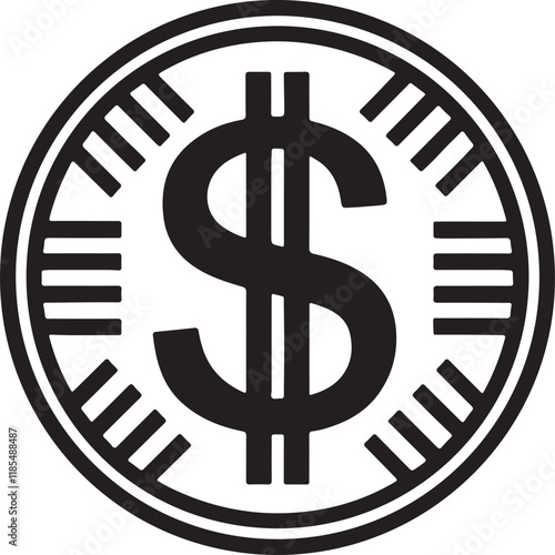 Unique vector design of Dollar icon and logo. Dollar symbol art using black color.