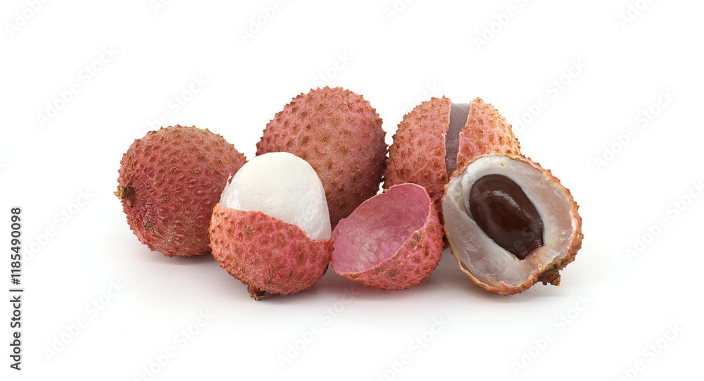 Fresh Lychee Fruit on White Background Fresh Lychee Fruit on White Background