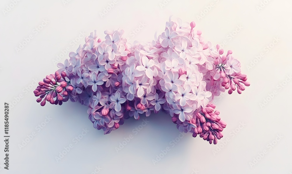 Obraz premium Pink and purple lilac blossoms on white background.