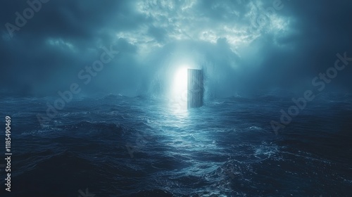 Mysterious Door in a Stormy Sea photo