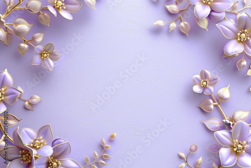 Abstract floral frame subtle gold splash copy space