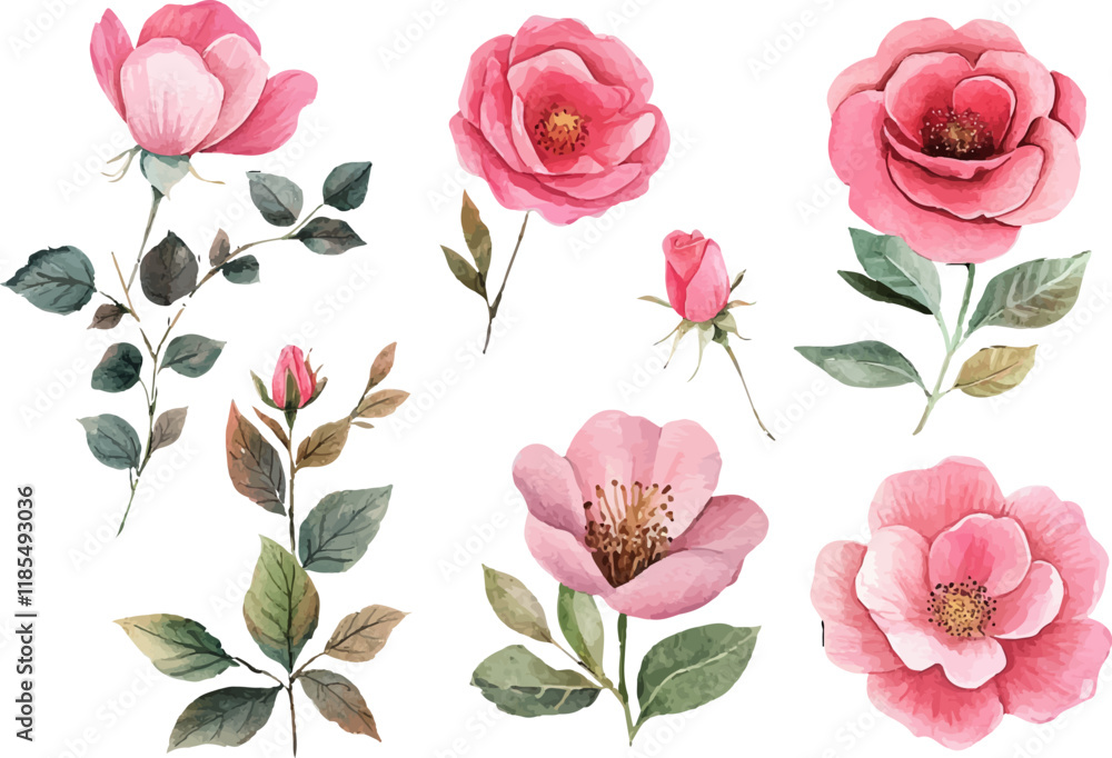 Fototapeta premium seamless pattern with pink roses