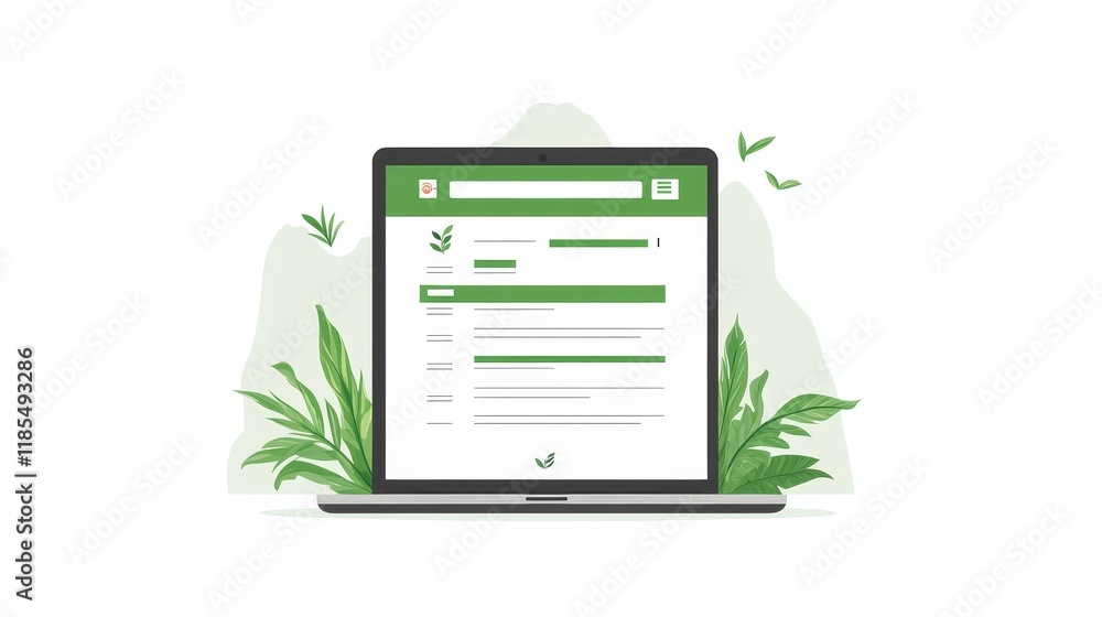 Online form displayed on a laptop screen amidst nature-inspired visuals Online form displayed on a laptop screen amidst nature-inspired visuals