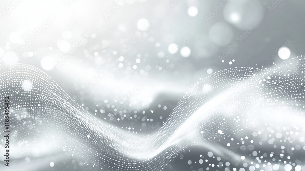Dot white gray wave light technology texture background. Abstract big data digital concept.