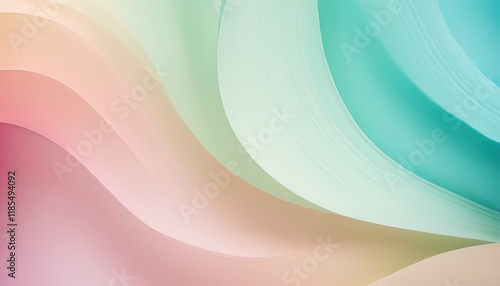 Soft Wavy Pastel Background with Gradient Abstract Pattern in Pink and Mint Tones 111