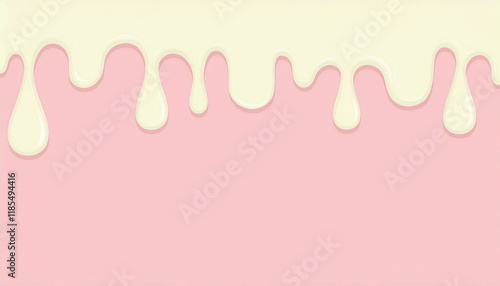 上から垂れているホワイトチョコレートのイラスト、ピンク色の背景