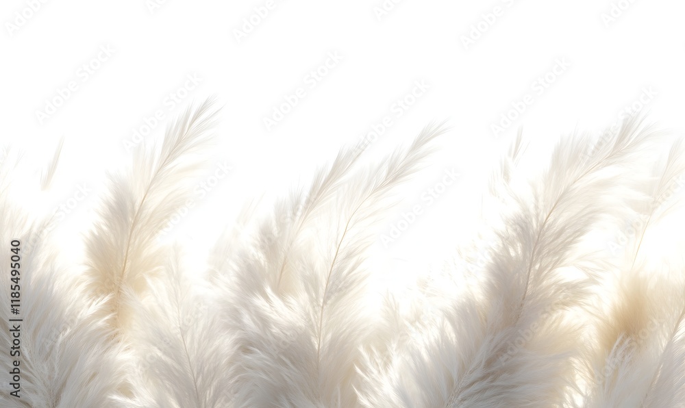 Obraz premium Soft, white pampas grass against bright background.