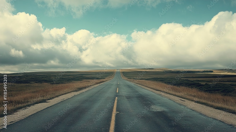 Fototapeta premium Endless Road Through Serene Landscape