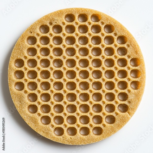 Textured round honeycomb pattern showing intricate cell structure of natural wax product for various uses in art and design photo