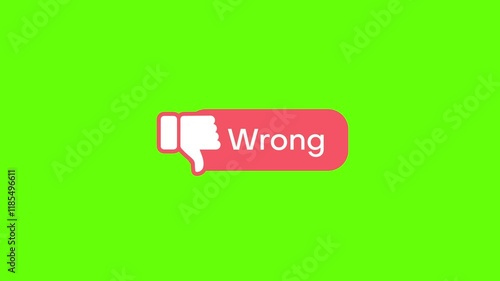 Wrong Icon Animation on Green Screen Background 4K Resolution Symbol for Error Alert and Warning Concept in HD Quality.