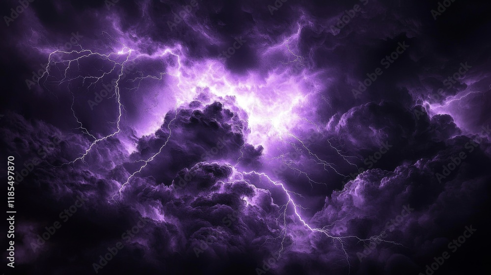 Dramatic Purple Lightning Storm Cloudscape Intense Atmospheric Weather Phenomenon Dramatic Purple Lightning Storm Cloudscape Intense Atmospheric Weather Phenomenon