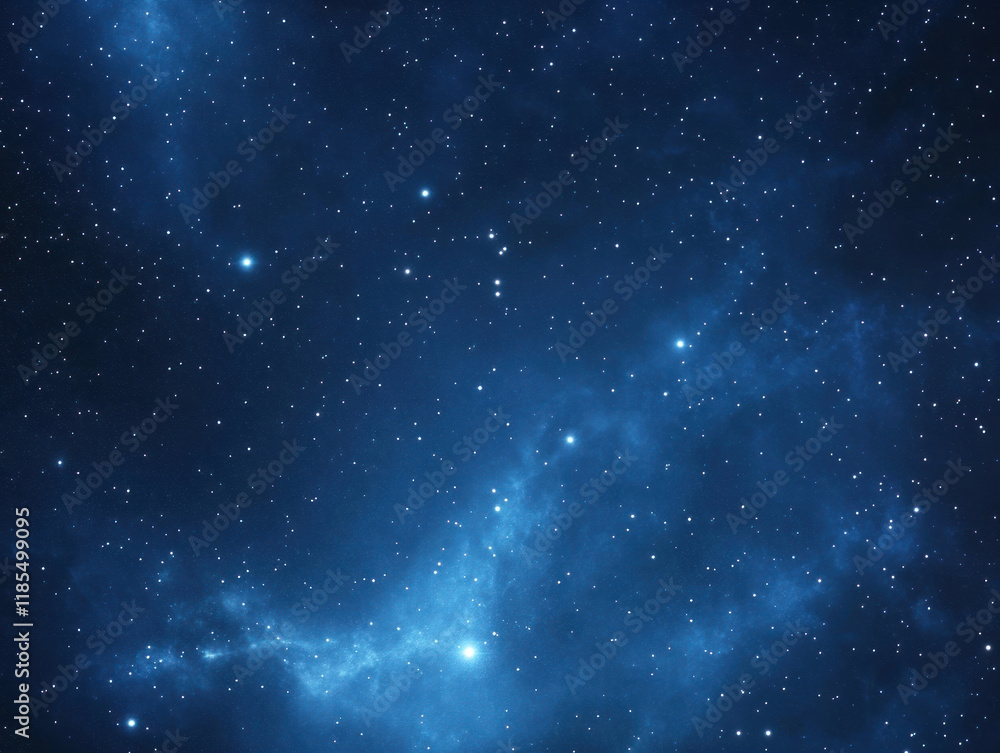 Obraz premium stunning view of starry night sky filled with bright stars and cosmic clouds. deep blue hues create serene and mysterious atmosphere